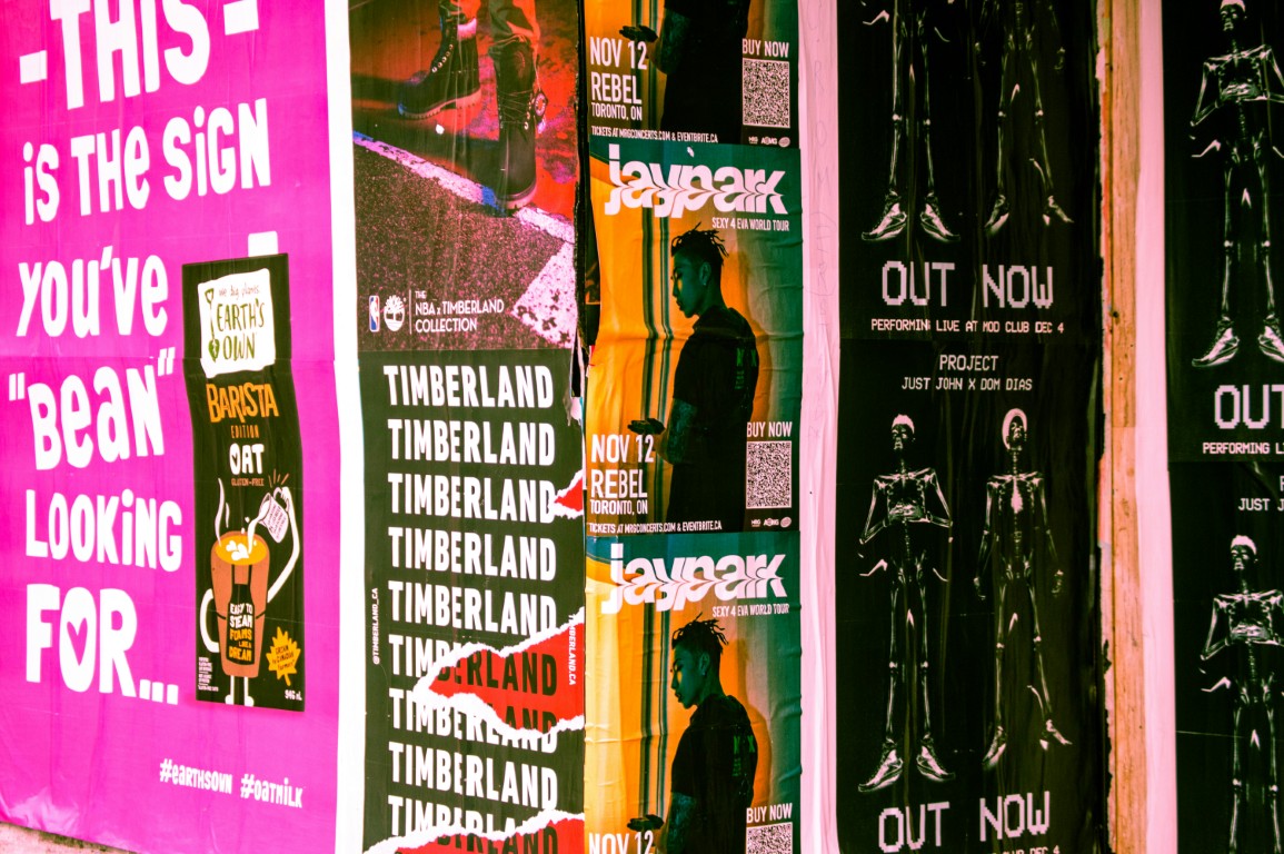 Collection of advertising designs including banners, social media graphics, and digital ads